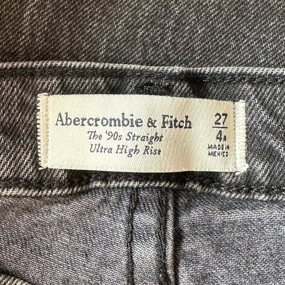 Abercrombie & Fitch Ultra High Rise 90s Straight Black Jean 27/4R - Picture 12 of 13